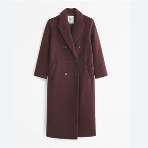 NWT Abercrombie Women's Wool-Blend Double-Breasted Coat Burgundy size small